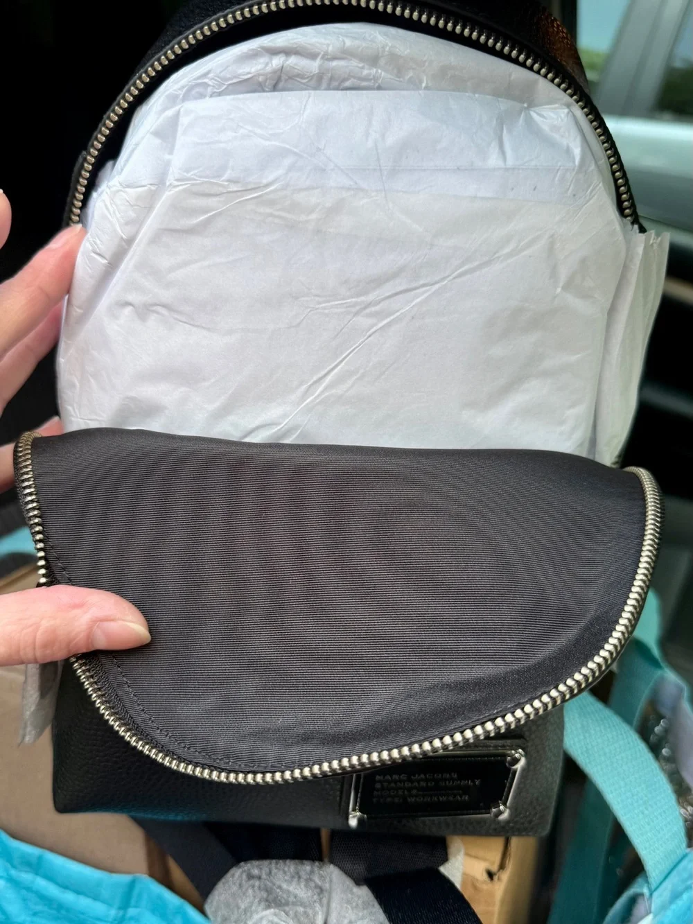 Marc Jacobs Black Pebbled Leather Mini Backpack with Silver Hardware